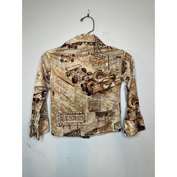 Vintage 60s 70s Toddler Button Down Shirt Race Car Porsche Mercedes Champion 2t - Picture 6 of 12
